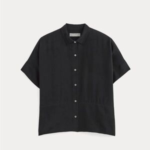 Everlane square silk button down shirt in black